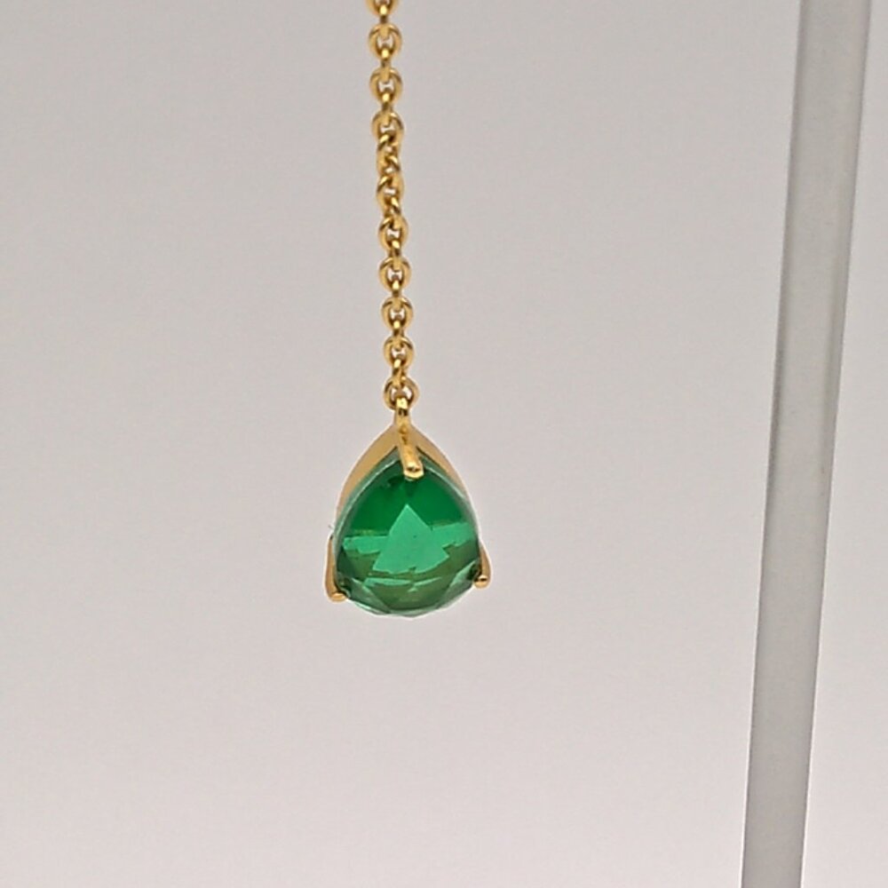 925 Sterling Silver Emerald Om Earrings – Delicate 18k Gold Plated Gift for Her - Picture 7 of 9